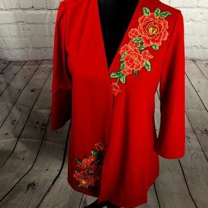 red floral blazer